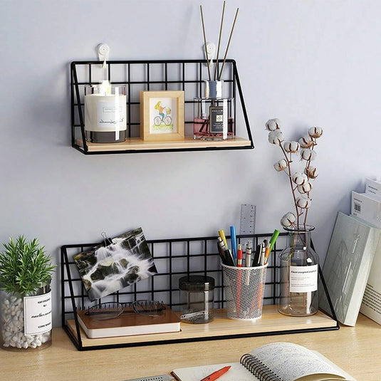 Creative wall mounted shelves, bedroom walls, iron wall hanging baskets, storage racks, storage baskets, hanging racks